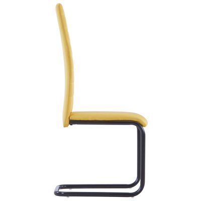 vidaXL Cantilever Dining Chairs 4 pcs Yellow Fabric