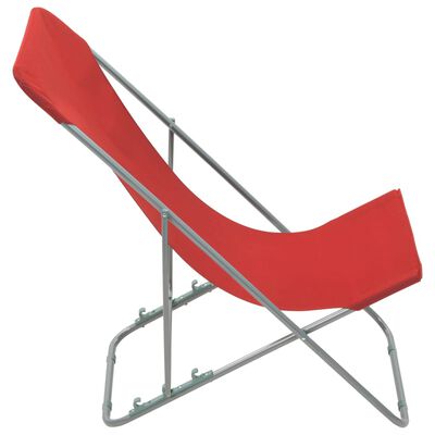 vidaXL Folding Beach Chairs 2 pcs Steel and Oxford Fabric Red