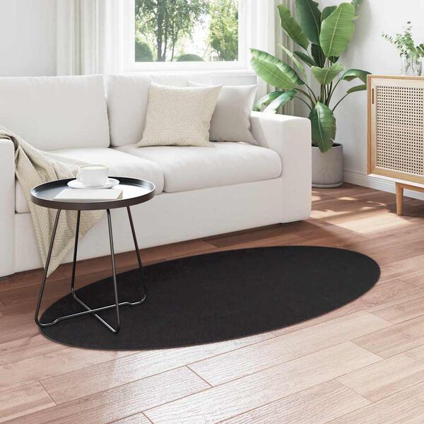 vidaXL Area Rugs Oval HUARTE Black 150 x 80 cm 100% Polyester