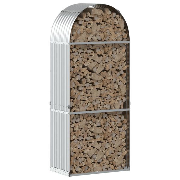 vidaXL Log Holder Silver 80x45x190 cm Galvanised Steel