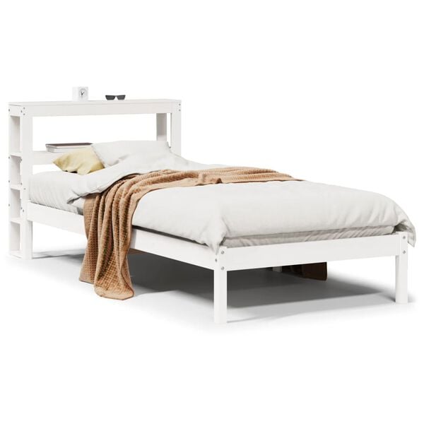 vidaXL Bed Frame without Mattress White 90x190 cm Single Solid Wood Pine