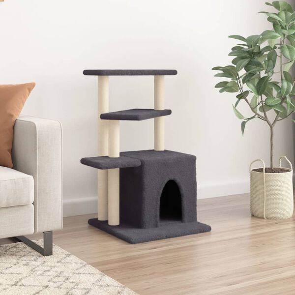 vidaXL Cat Tree with Sisal Scratching Posts Dark Grey 83.5 cm