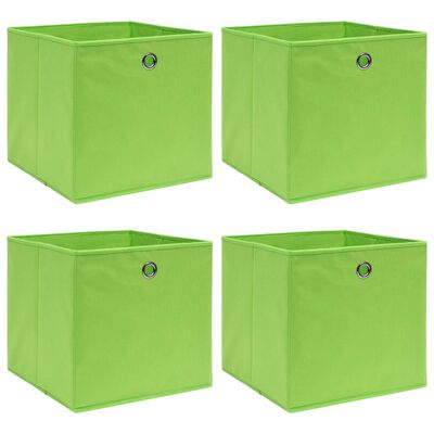 vidaXL Storage Boxes 4 pcs Green 32x32x32 cm Fabric