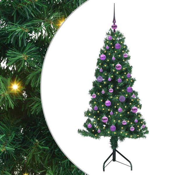 vidaXL Corner Artificial Christmas Tree Green 150 cm PVC and Metal