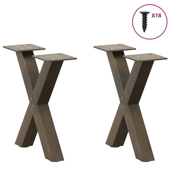 vidaXL Coffee Table Legs X-Shaped 2 pcs Natural Steel 30x(30-31) cm Steel