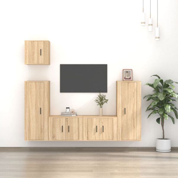 vidaXL 5 Piece TV Cabinet Set Sonoma Oak Engineered Wood