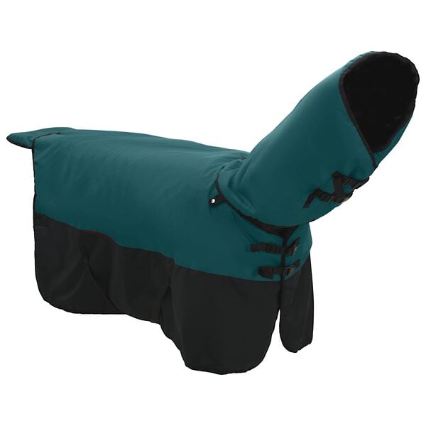 vidaXL Horse Blanket Dark Green and Black 95 cm Polyester