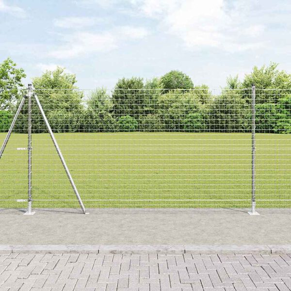 vidaXL Fence with Post Silver 1.2 x 10 m Steel