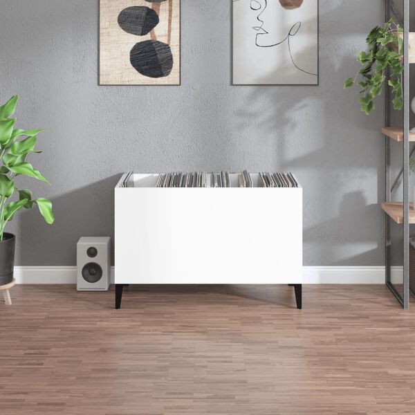 vidaXL Record Cabinet High Gloss White 74.5x38x48 cm Engineered Wood