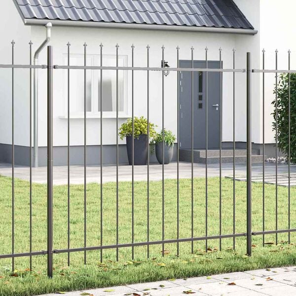 vidaXL Garden Fence 3 pcs Grey 5.1 x 1.5 m Powder-coated Steel
