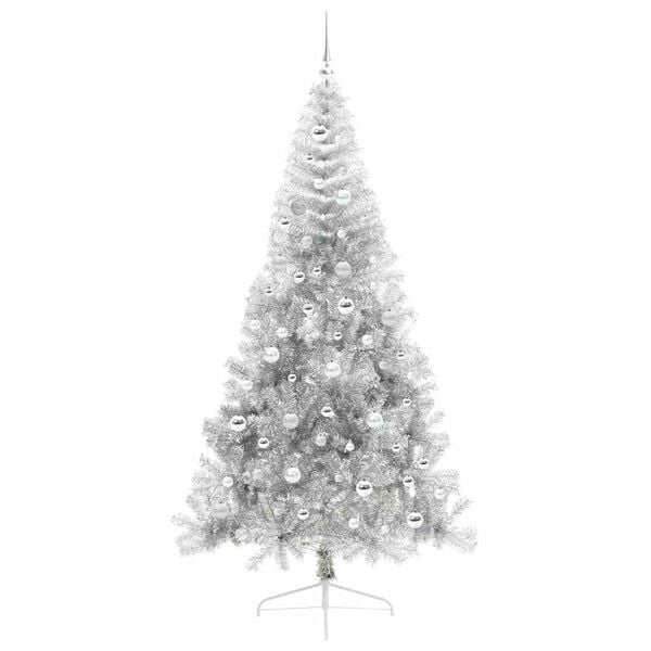 vidaXL Artificial Pre-lit Christmas Tree Silver 210 cm PET