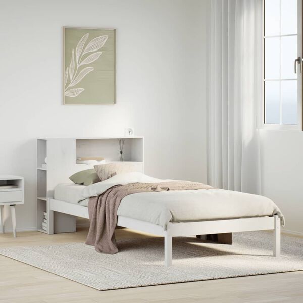 vidaXL Bookcase Bed without Mattress White 75x190 cm Small Single Solid Wood Pine