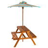 vidaXL Kids Picnic Table with Parasol 79x90x60 cm Solid Acacia Wood