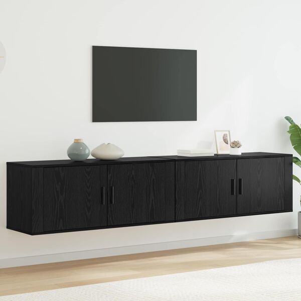 vidaXL Wall-mounted TV Cabinet Set 2 pcs Black Oak 100 x 34.5 x 40 cm