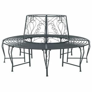 vidaXL Tree Bench 8-Seater &Oslash; 160 x 89 cm Steel Silver Grey Round