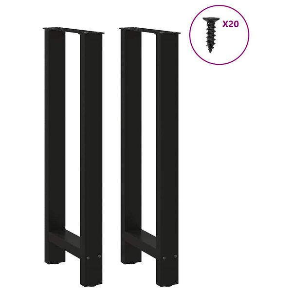 vidaXL Bar Table Legs Black 2 pcs 40x(100-101) cm Steel