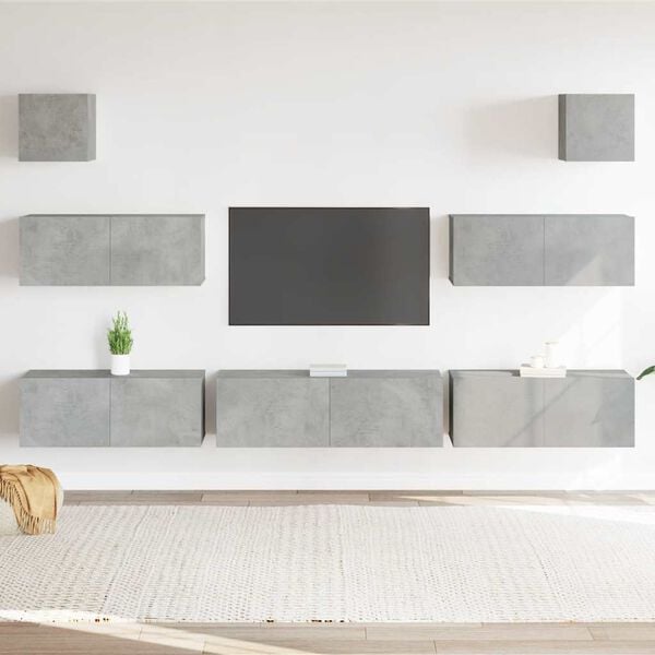 vidaXL 7 Piece TV Cabinet Set Concrete Grey Engineered Wood