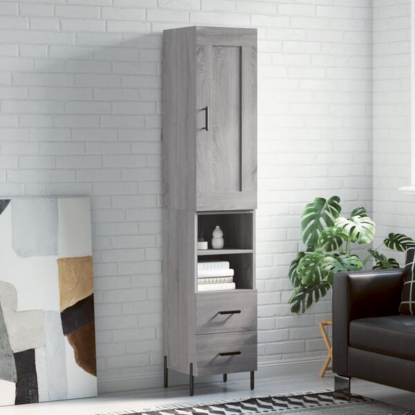 vidaXL Highboard Grey Sonoma 34.5x34x180 cm Engineered Wood