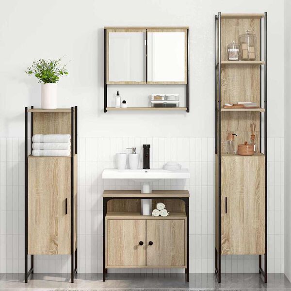 vidaXL Bathroom Furniture Set 4 pcs Sonoma Oak Engineered Wood