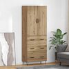 vidaXL Highboard 2 pcs Artisan Oak Engineered Wood and Glass