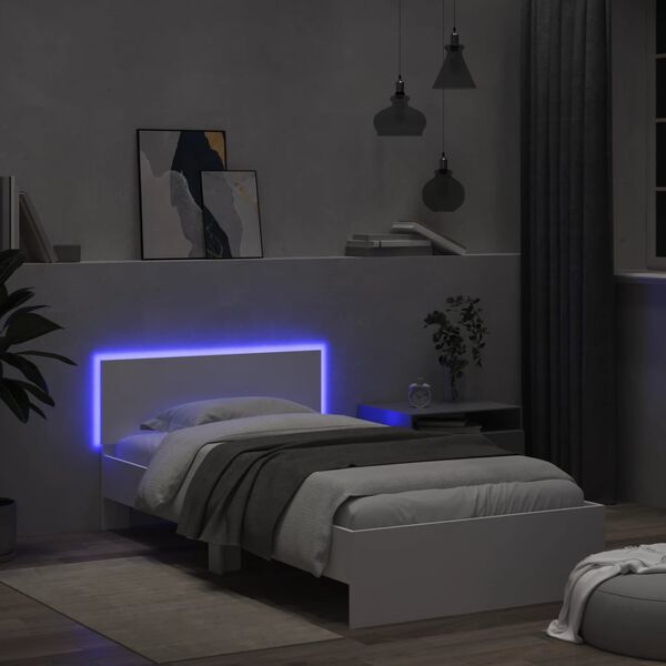 vidaXL Bed Frame without Mattress with LED Lights White 100x200 cm