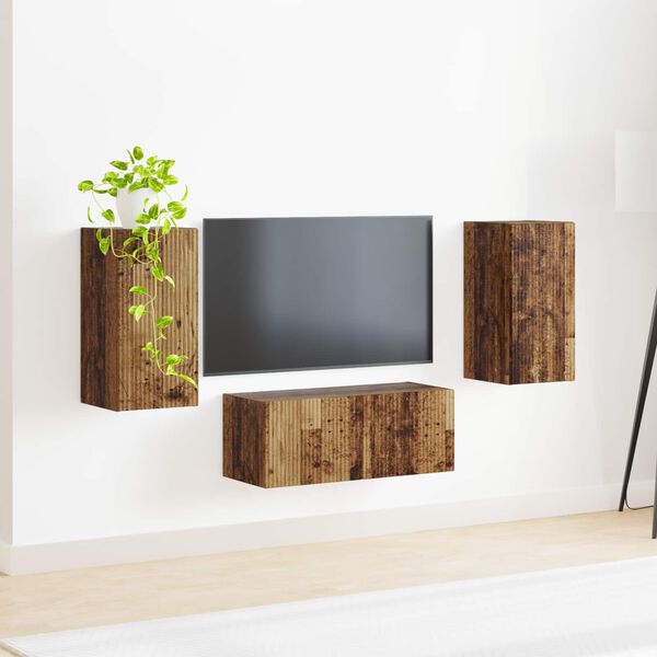 vidaXL TV Cabinet Set Wall-mounted 6 pcs Old Wood Engineered Wood