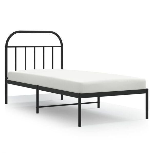 vidaXL Metal Bed Frame without Mattress with Headboard Black 90x200cm