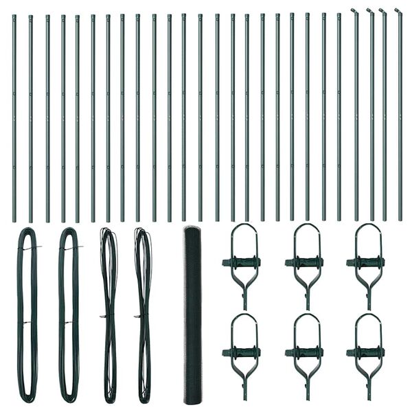 vidaXL Fence with Posts Green 1.6 x 50 m PVC-coated steel