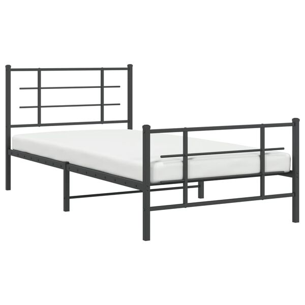 vidaXL Metal Bed Frame without Mattress with Footboard Black 107x203cm
