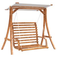 vidaXL Swing Bench with Canopy Solid Wood Spruce with Teak Finish