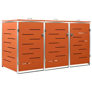 vidaXL Triple Wheelie Bin Shed 207x77.5x115 cm Stainless Steel