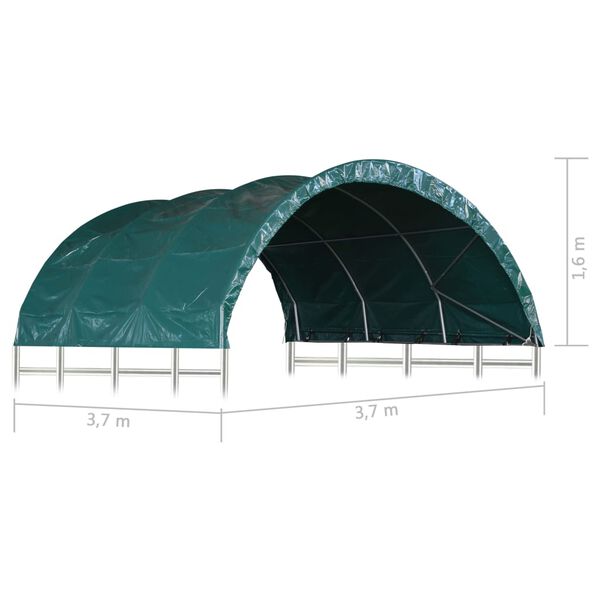 vidaXL Livestock Tent Fabric PVC 3.7x3.7 m Dark Green