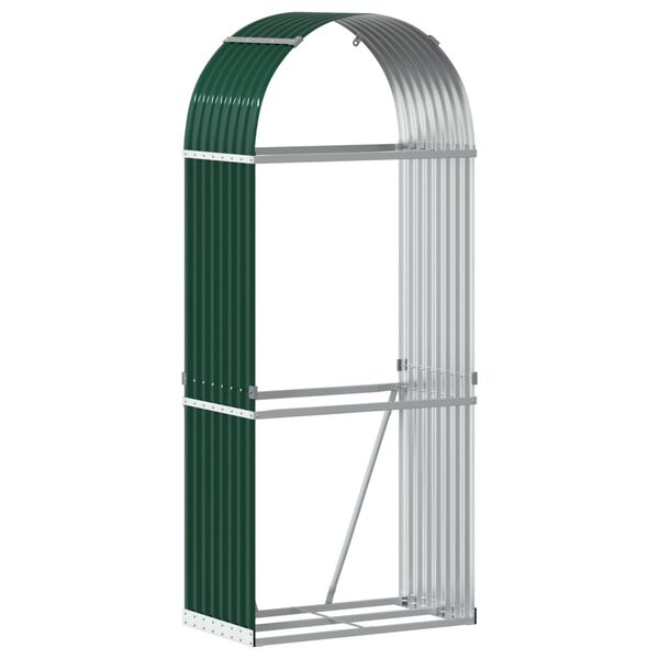 vidaXL Log Holder Green 80x45x190 cm Galvanised Steel