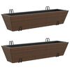 vidaXL Planters with hooks 2 pcs Brown Poly Rattan