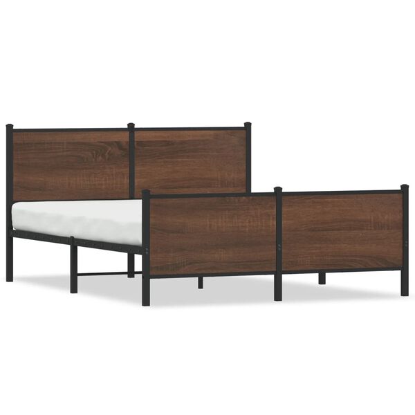 vidaXL Metal Bed Frame without Mattress Brown Oak 140x190 cm