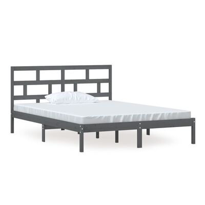 vidaXL Bed Frame Grey 150x200 cm King Size Solid Wood
