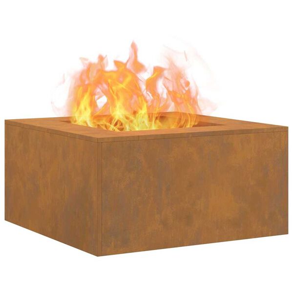 vidaXL Fire Pit Brown 80 x 80 x 40 cm Weathering steel