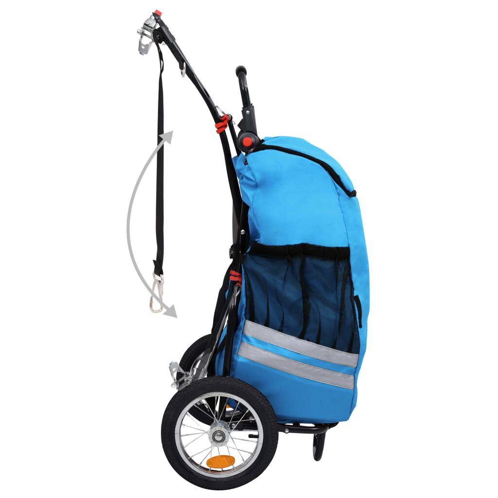 vidaXL Folding Bike Trailer with Grocery Bag Blue and Black