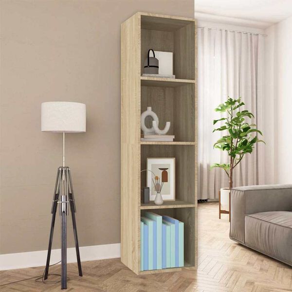vidaXL Book Cabinet/TV Cabinet Sonoma Oak 36x30x143 cm Engineered Wood