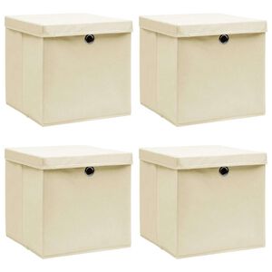 vidaXL Storage Boxes with Lid 4 pcs Cream 32x32x32 cm Fabric