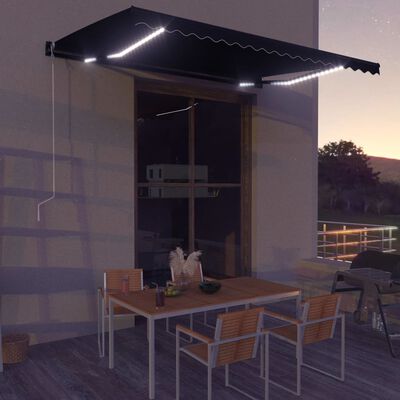 vidaXL Retractable Awning with Wind Sensor & LED 450x300 cm Anthracite
