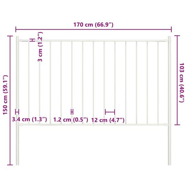 vidaXL Fence Panel Woerden with Posts Steel 1.7x1 m White