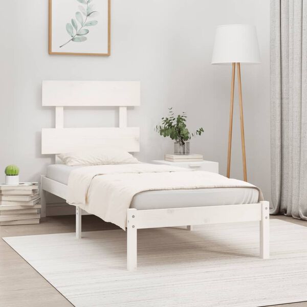 vidaXL Bed Frame without Mattress White 90x190 cm Single Solid Wood