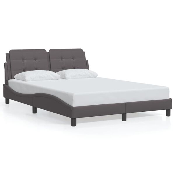 vidaXL Bed Frame without Mattress "Zadar" Grey 140x200 cm Faux Leather