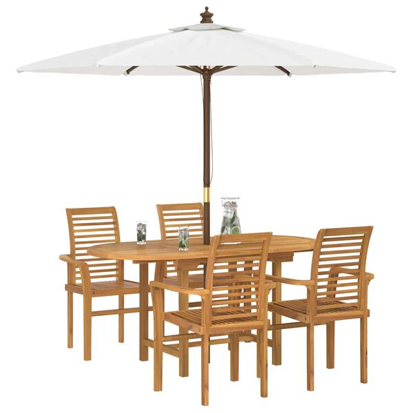 vidaXL Garden Dining Set 5 pcs Brown Solid teak wood