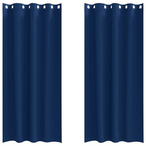 vidaXL Blackout Curtains with Rings 2 pcs Dark Blue 225 x 140 cm