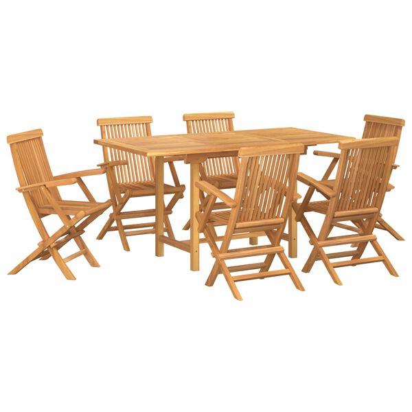 vidaXL Garden Dining Set 7 pcs Brown Solid Teak Wood