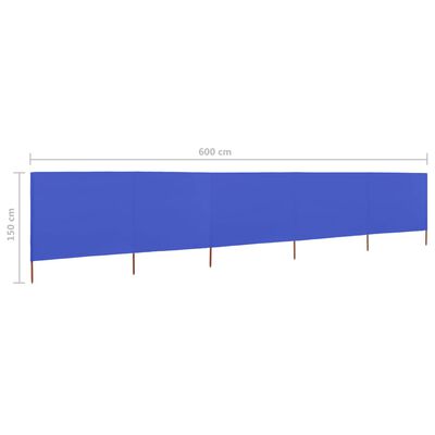 vidaXL 5-panel Wind Screen Fabric 600x120 cm Azure Blue