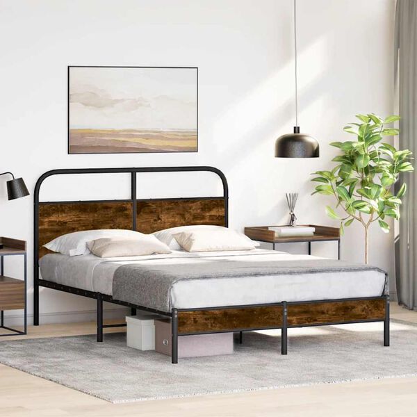 vidaXL Bed Frame Without Mattress 120x200 cm Smoked Oak Engineered Wood
