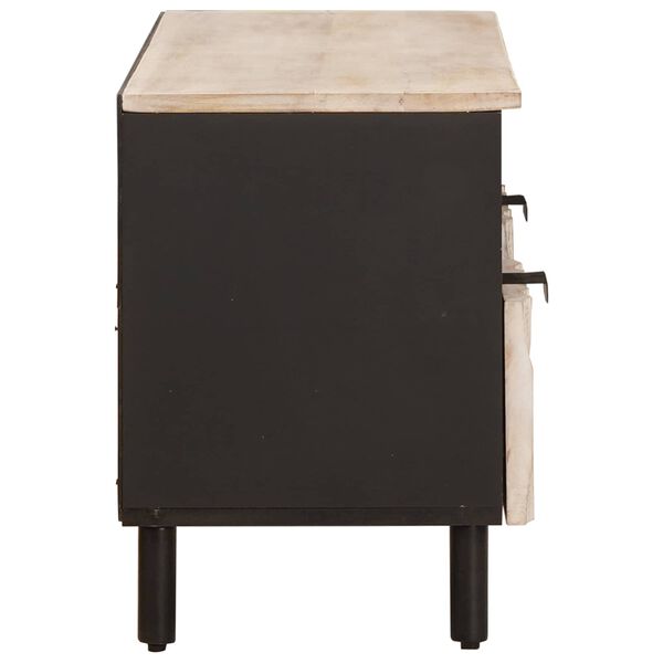 vidaXL TV Cabinet White Wash Finish 100 x 33 x 46 cm Solid Mango Wood